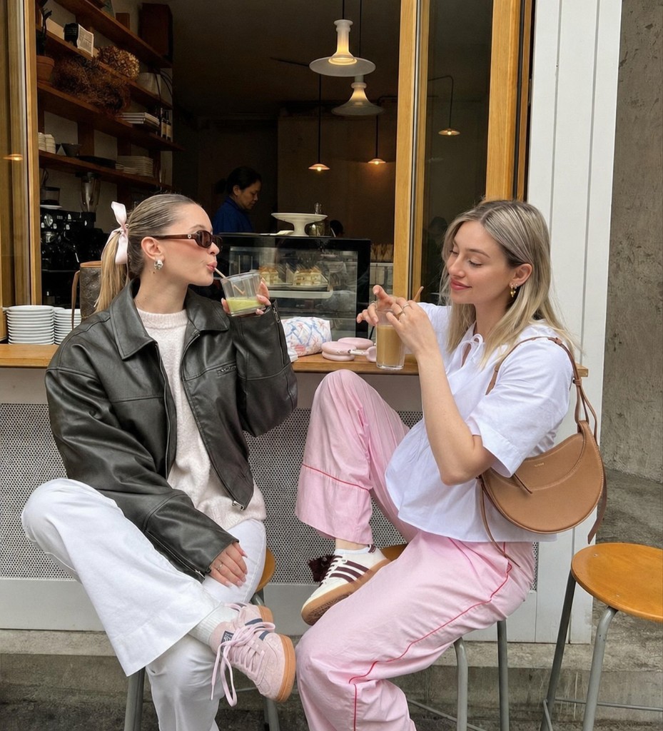 Two friends having matcha at a cafe